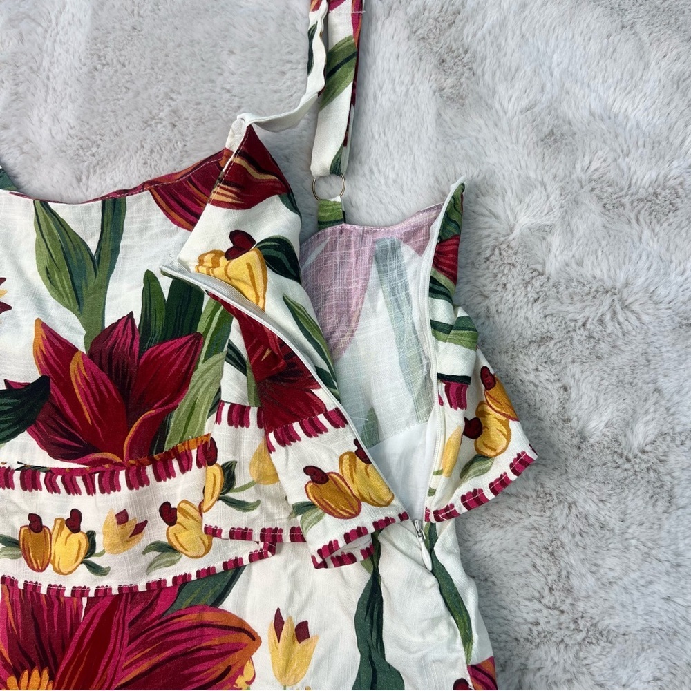 Farm Rio Floral Tiered Dress Mini Fall Pumpkin Boho Layered Rare One of a Kind - Picture 13 of 16